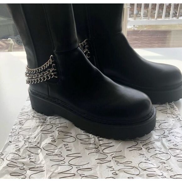 Wild Pair Women’s Chunky Platform Combat Motto Boots Black Size 9. New with box. - Picture 5 of 5